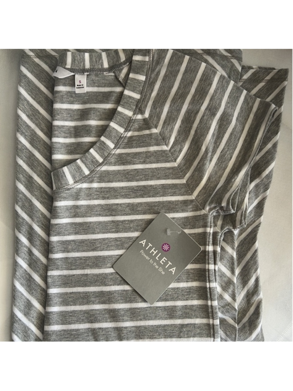 NWT Athleta Striped Tee Shirt Maxi Dress Size Small gray cotton modal - Picture 5 of 11